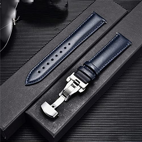 TYLDBNF 18mm 20 mm 22 mm 24 mm Uhren Band Echtes Kuhleder -Uhrengurt mit Schnalle Armband Grün rotes weißes Uhrband (D, 20 mm) von TYLDBNF