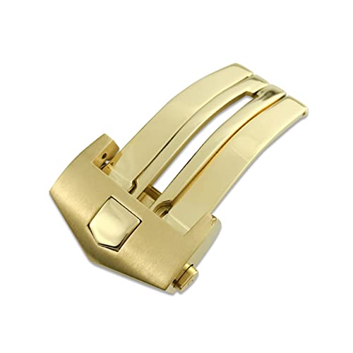 TYLDBNF 18mm 20 mm 316L Edelstahl Schmetterlings Uhren -Band -Schnalle -Gurt für Carrera Silber Black Verschluss Ersatz (Farbe: Silber, Größe: 20 mm ohne Logo) von TYLDBNF