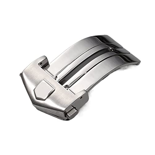 TYLDBNF 18mm 20 mm 316L Edelstahl Schmetterlings Uhren -Band -Schnalle -Gurt für Carrera Silber Black Verschluss Ersatz (Farbe: Silber, Größe: 20 mm ohne Logo) von TYLDBNF