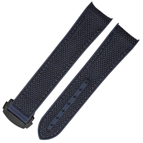 TYLDBNF 20 mm 22 mm Gummi -Nylon -Silikon -Uhrenband für Omega GMT Planet Ocean Seamaster Diver 300 gebogenes Ende Orange Uhrengurt (Farbe: weiße Licht Pur, Größe: 20 mm) von TYLDBNF