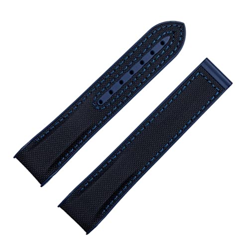 TYLDBNF 20 mm 22 mm Nylon Gummi-Uhrband für Omega-Gurt Seamaster Planet Ozean Einsatz-Klasp-Uhr-Zubehör-Accord-Armband Kette (Farbe: Schwarz Rot, Größe: 22 mm-schwarze Schnalle) von TYLDBNF