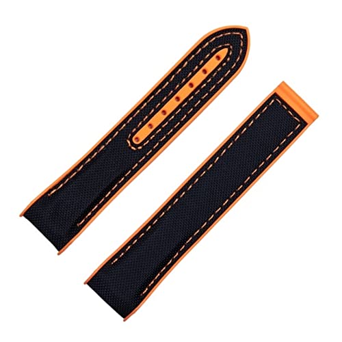 TYLDBNF 20 mm 22 mm Nylon Gummi-Uhrband für Omega-Gurt Seamaster Planet Ozean Einsatz-Klasp-Uhr-Zubehör-Accord-Armband Kette (Farbe: Schwarz Rot, Größe: 22 mm-schwarze Schnalle) von TYLDBNF