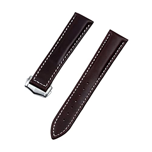 TYLDBNF 20 mm echtes Kuhleder -Uhrenband für Omega -Gurt Seamaster 300 de Ville AT150 Aqua Terra 150 Watchband -Einsatzschnalle (Farbe: Hellbraune Schnalle, Größe: 20 mm om Mark) von TYLDBNF