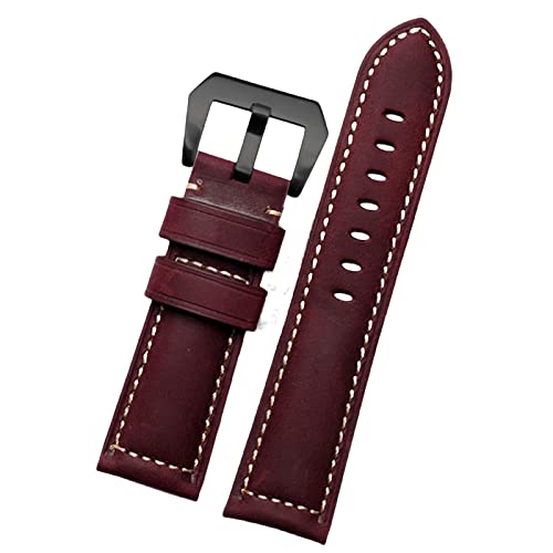 TYLDBNF 20mm 22 mm 24 mm 26 mm echtes Leder Retro Man Watch Band für Panerai PAM111 441 Cowhide Watchband Handgelenksgurt (Farbe: Armeegrün Silber, Größe: 24 mm) von TYLDBNF