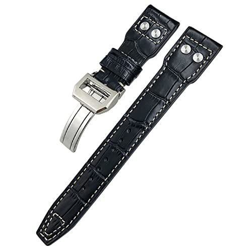 TYLDBNF 21mm Nieten echtes Leder -Uhrband für IWC Big Pilot Top Gun Watch IW3777 Kalbsleder Lederband von TYLDBNF