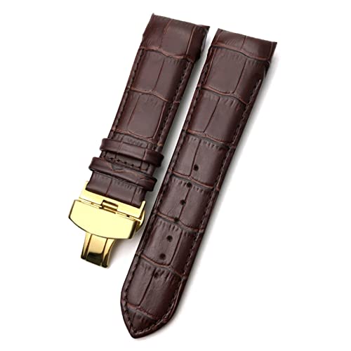 TYLDBNF 22mm 23mm 24 mm gebogenes Ende Watchband Fit für T035617 Cowhide Watch Gurt -Verschluss Armbänder Männer (Farbe: Braun Gold, Größe: 23 mm) von TYLDBNF