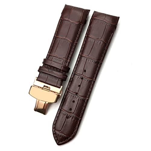 TYLDBNF 22mm 23mm 24 mm gebogenes Ende Watchband Fit für T035617 Cowhide Watch Gurt -Verschluss Armbänder Männer (Farbe: Braun Gold, Größe: 23 mm) von TYLDBNF