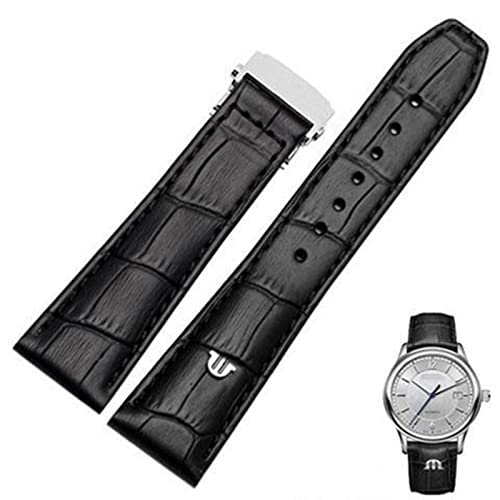TYLDBNF Echtes Leder -Uhrband für Maurice Lacroix Uhren Gurt Black Braun 20 mm 22 mm mit Faltschnalle Armband (Farbe: braune Goldverschluss, Größe: 22 mm) von TYLDBNF