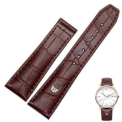 TYLDBNF Echtes Leder -Uhrband für Maurice Lacroix Uhren Gurt Black Braun 20 mm 22 mm mit Faltschnalle Armband (Farbe: braune Goldverschluss, Größe: 22 mm) von TYLDBNF