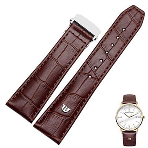 TYLDBNF Echtes Leder -Uhrband für Maurice Lacroix Uhren Gurt Black Braun 20 mm 22 mm mit Faltschnalle Armband (Farbe: braune Goldverschluss, Größe: 22 mm) von TYLDBNF