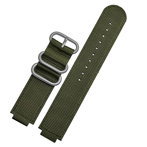 TYLDBNF Für Timex Watch T2N721T2N720 739 TW2T3600 Wristband Lug End Nylon-Gurt 24 * 16mm Uhrenband (Farbe: Green-Silber-Verschluss, Größe: 24-16 mm) von TYLDBNF