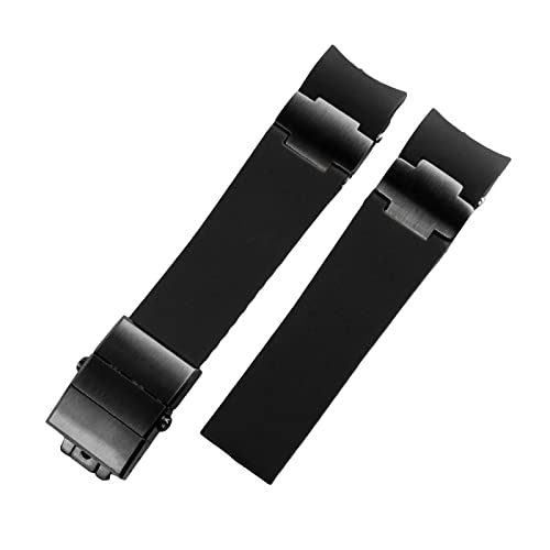 TYLDBNF Für Ulysse Nardin Silicon Gummi -Uhren -Band 263 Diver Burved End Gurt 22 mm wasserdichte Gürtel Uhrenarmbänder (Farbe: ein schwarzes Schwarz, Größe: 22 mm) von TYLDBNF