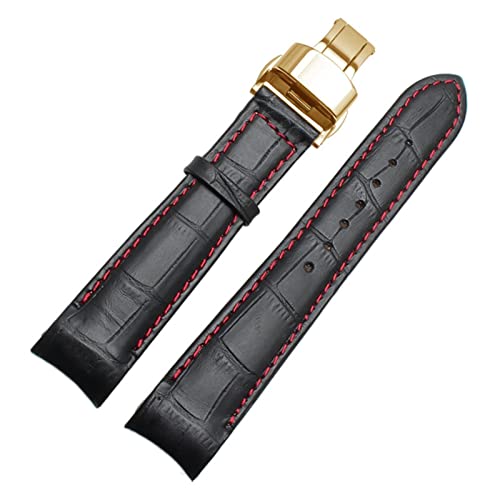 TYLDBNF Gebogene End-Männer Watchband-Gurte für BL9002-37 05a BT0001-12E 01A Brand Watch Echtes Leder mit Schmetterlingsschnalle 20 21 22 mm (Farbe: Brownx Silber Clasp, Größe: 20 mm) von TYLDBNF