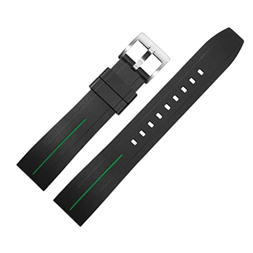 TYLDBNF Gummi -Uhr -Gurt 20mm 22 mm schwarz bunte Linie wasserdichtes Sport Watch Band Quick Relase Watchbänder (schwarze 2,22 mm) von TYLDBNF