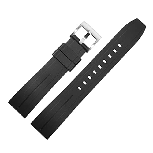 TYLDBNF Gummi -Uhr -Gurt 20mm 22 mm schwarz bunte Linie wasserdichtes Sport Watch Band Quick Relase Watchbänder (schwarze 2,22 mm) von TYLDBNF