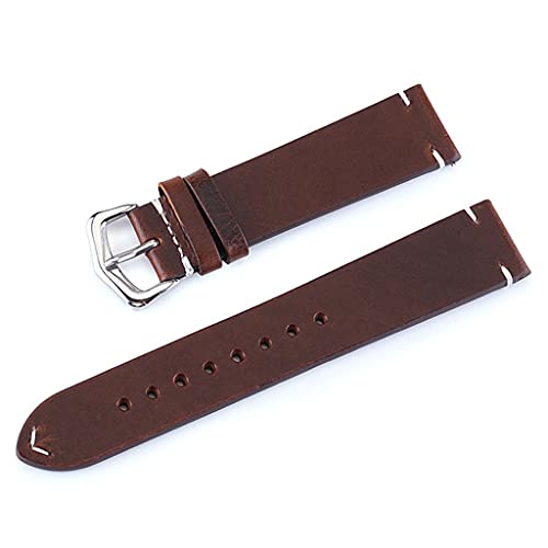 TYLDBNF Handgefertigte Wachs Ölhaut Watch -Träger Vintage echtes Leder -Watchband -Kalb -Wach -Wachbänder braune Farben 18mm 20mm 22 mm 24 mm (D, 22 mm) von TYLDBNF