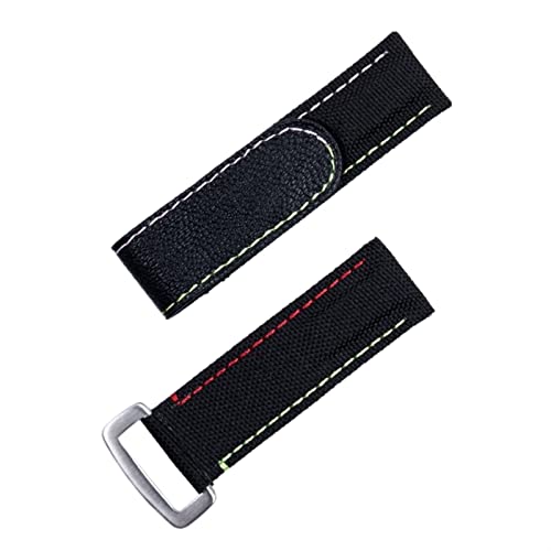 TYLDBNF Nylon Stoff Leder 20mm farbenfrohes Uhrband für -Gurt Daytona Submariner GMT Yacht-Master Date Just Watch Band (Farbe: Grau SIL-Schnalle, Größe: 20 mm) von TYLDBNF