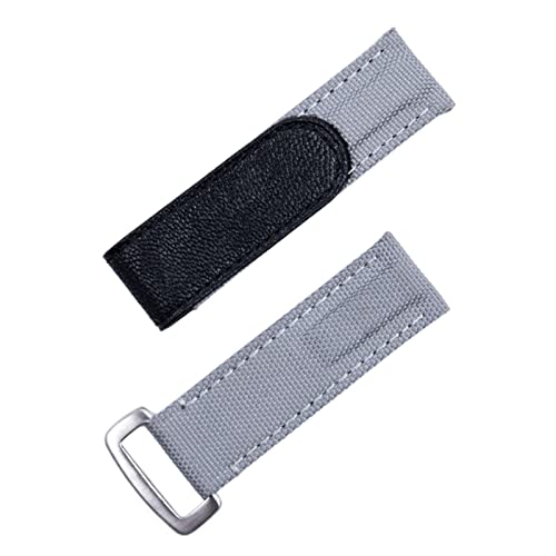 TYLDBNF Nylon Stoff Leder 20mm farbenfrohes Uhrband für -Gurt Daytona Submariner GMT Yacht-Master Date Just Watch Band (Farbe: Grau SIL-Schnalle, Größe: 20 mm) von TYLDBNF