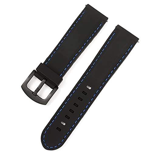 TYLDBNF Uhrenband 18mm 20 mm 22 mm 24mm Sport Watch Gurt Männer Frauen Repecement Band Gummi -Armband Edelstallknall (schwarz 2,20 mm) von TYLDBNF