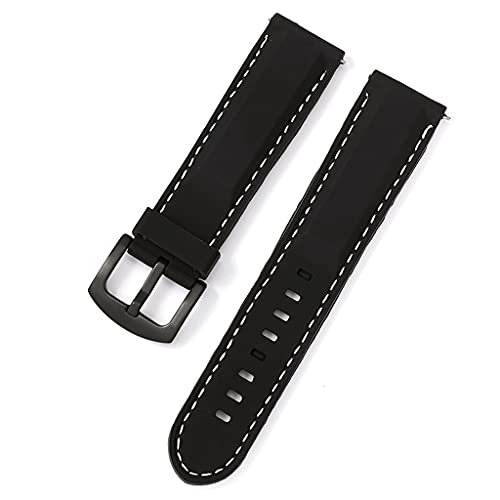 TYLDBNF Uhrenband 18mm 20 mm 22 mm 24mm Sport Watch Gurt Männer Frauen Repecement Band Gummi -Armband Edelstallknall (schwarz 2,20 mm) von TYLDBNF