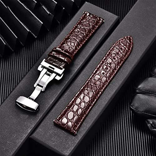 TYLDBNF Universal Soft Armband Gürtelarmband bequeme echte Leder Uhrengurt 16/18/20/22 mm Uhr Buckle Band + Werkzeug (D, 22 mm) von TYLDBNF