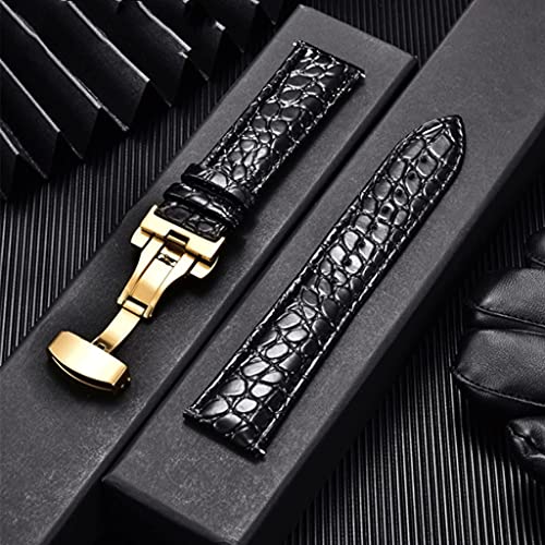 TYLDBNF Universelles weiches Armband Armband Bequeme echte Leder Uhrengurt 16/18/20/22 mm Uhr Buckle Band + Werkzeug (Orange, 20 mm) von TYLDBNF