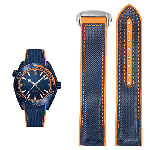 TYLDBNF Watch Armband für Omega 300 Seamaster 600 Planet Ocean Silicon Nylon -Gurt -Uhrzubehör -Bandkette 20mm 22 mm Gürtel (Farbe: Schwarz Orange SK, Größe: 20 mm) von TYLDBNF