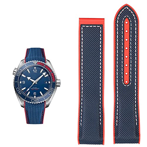 TYLDBNF Watch Armband für Omega 300 Seamaster 600 Planet Ocean Silicon Nylon -Gurt -Uhrzubehör -Bandkette 20mm 22 mm Gürtel (Farbe: Schwarz Orange SK, Größe: 20 mm) von TYLDBNF