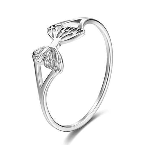 TYMONT Damen-Mode Hohlen Bogen Ring, Personalisierte Temperament Edelstahlring,Silber,5 von TYMONT