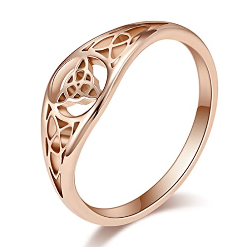 TYMONT Damen Vintage Viking Triangle Knot Ring, Verlobung Keltischen Knoten Edelstahlring,Gold,7 von TYMONT