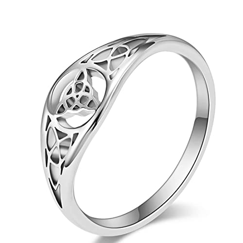 TYMONT Damen Vintage Viking Triangle Knot Ring, Verlobung Keltischen Knoten Edelstahlring,Silber,10 von TYMONT