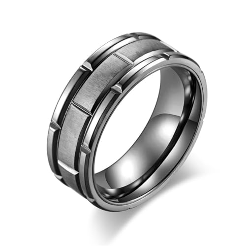 TYMONT Einfacher Verlobungsring Für Männer Und Frauen, Modischer Paar-Hochzeitsring Aus Edelstahl,Schwarz,8 von TYMONT