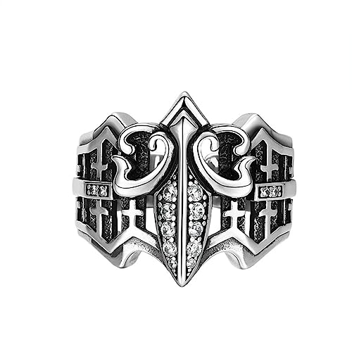 TYMONT Herrenring Aus 925Er Sterlingsilber Mit Hohler Öffnung Und Retro-Punk-Trendring,Silber,13 von TYMONT