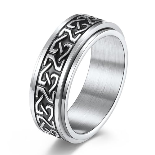 TYMONT Keltischer Knoten Ring Für Männer Und Frauen, Hochzeit Verlobung Paar Edelstahlring,Silber,8 von TYMONT