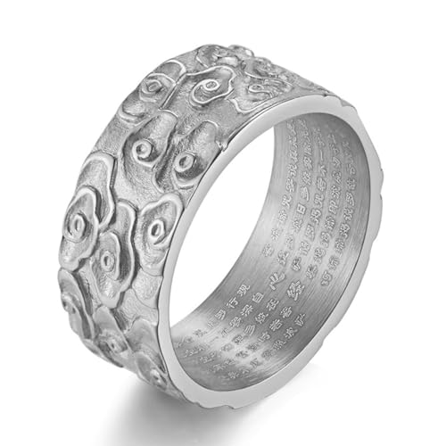 TYMONT Modischer Ring Mit Wolkenmotiv Für Männer, Ring Aus Edelstahl Mit Lasergravur Und Miniaturtext,Silber,9 von TYMONT