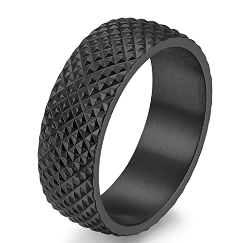 TYMONT Personalisierte Ringe Mit Diamantschliff Für Männer Und Frauen, Unisex-Edelstahlring,Schwarz,11 von TYMONT
