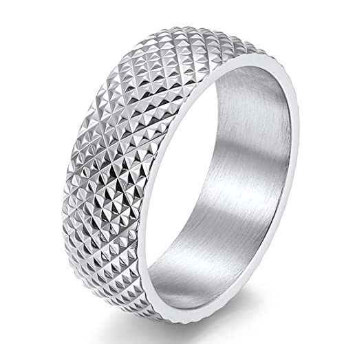 TYMONT Personalisierte Ringe Mit Diamantschliff Für Männer Und Frauen, Unisex-Edelstahlring,Silber,6 von TYMONT