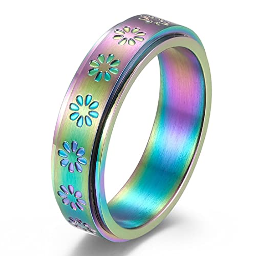 TYMONT Personalisierter Blumenring Für Männer Und Frauen, Edelstahlring Für Stilvolle Anträge,Multi colored,8 von TYMONT