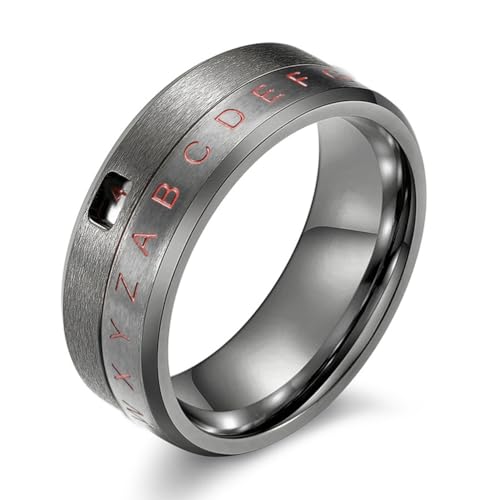 TYMONT Personalisierter Monogrammring Für Männer Mit Drehbaren Zahlen Aus Elegantem Edelstahl,Schwarz,9 von TYMONT