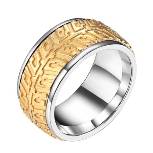 TYMONT Personalisierter Reifenring Für Männer, Drehbarer Autoreifenring Aus Edelstahl,Gold,8 von TYMONT