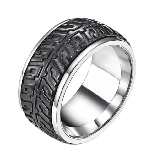 TYMONT Personalisierter Reifenring Für Männer, Drehbarer Autoreifenring Aus Edelstahl,Schwarz,11 von TYMONT