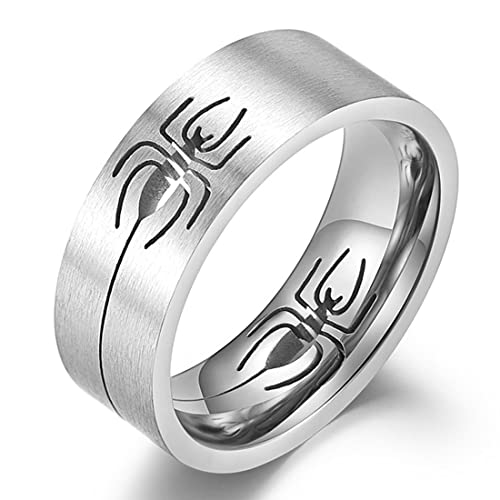 TYMONT Personalisierter Ring Mit Durchbrochener Spinne Für Männer, Stilvoller Spinnenring Aus Edelstahl,Silber,7 von TYMONT