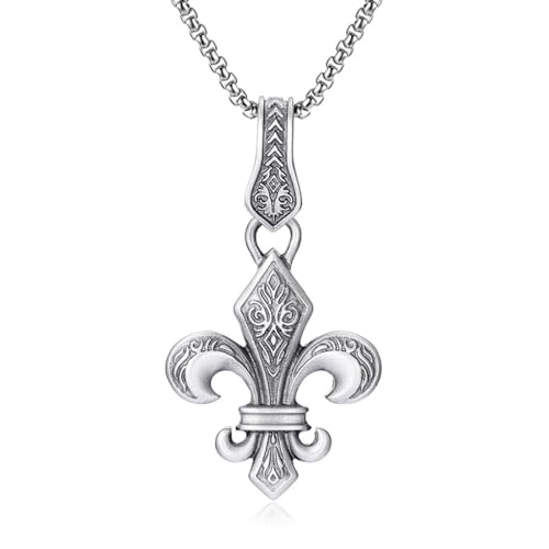 TYMONT Pure Zinn Vintage Anker Anhänger, Herren Personalisierte Punk Pure Zinn Anker Anhänger Halskette,Silber,Pendant + Chain 60cm von TYMONT