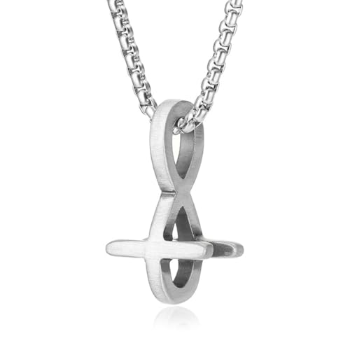 TYMONT Reines Zinn Einfache Kreative Kreuz Ring Anhänger, Männer Personalisierte Hip Hop Reines Zinn Kreuz Ring Anhänger Halskette,Silber,Pendant + Chain 70cm TYMONT Reines Zinn Einfache Kreative Kreuz Ring Anhänger, Männer Personalisierte Hip Hop Reines Zinn Kreuz Ring Anhänger Halskette,Silber,Pendant + Chain 70cm von TYMONT