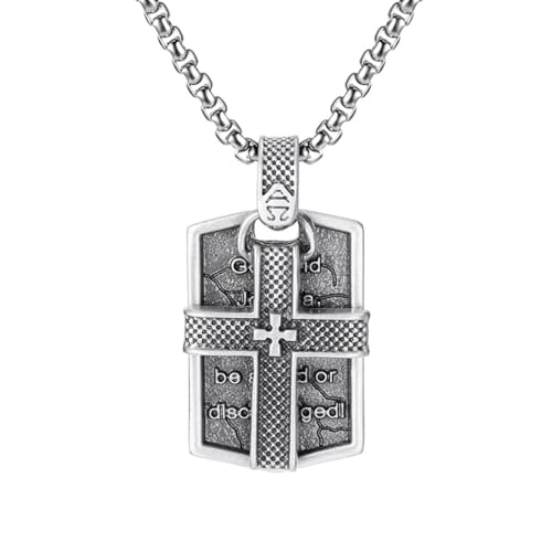 TYMONT Reines Zinn Vintage Inschrift Kreuz Anhänger, Personalisierte Reines Zinn Kreuz Anhänger Halskette Für Männer Und Frauen,Silber,Pendant + Chain 60cm TYMONT Reines Zinn Vintage Inschrift Kreuz Anhänger, Personalisierte Reines Zinn Kreuz Anhänger Halskette Für Männer Und Frauen,Silber,Pendant + Chain 60cm von TYMONT