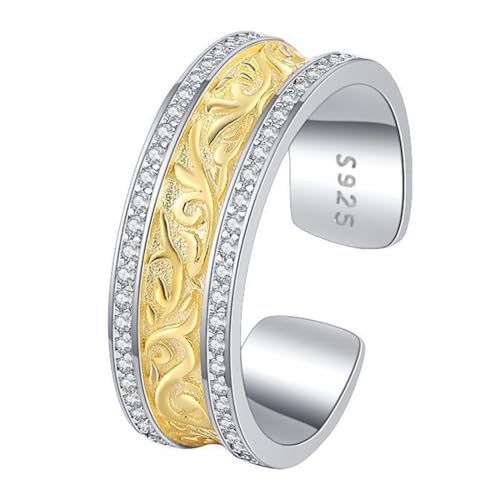 TYMONT S925 Frauen Sterling Silber Gras-Muster Ring, Mode Sterling Silber Ring,Silber,7 von TYMONT