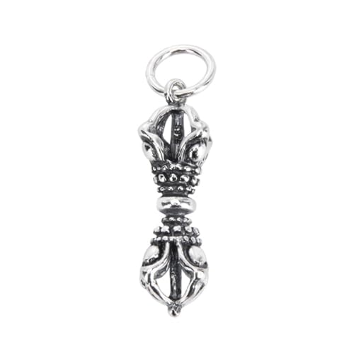 TYMONT S925 Sterling Silber Buddhistischen Vajra Anhänger, Männer Und Frauen Personalisierte Ethnischen Stil Sterling Silber Anhänger Halskette,Silber,Single Pendant von TYMONT