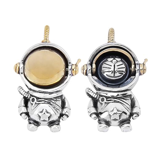 TYMONT S925 Sterling Silber Cartoon Spaceman Paar Anhänger, Männer Und Frauen Modelle Von Personalisierten Hundert Silber Anhänger Halskette,Silber,Pendant + Chain 65cm von TYMONT
