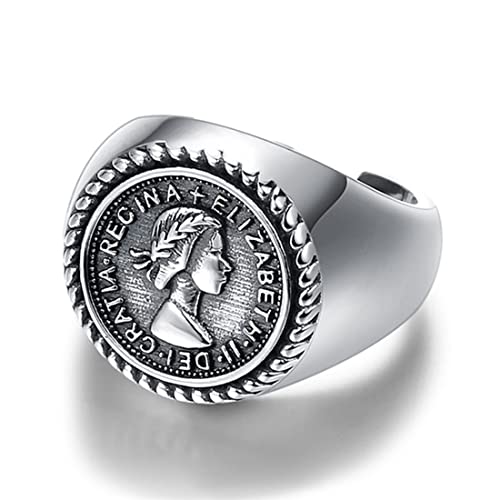 TYMONT S925 Sterling Silber Damenring, Queen Elizabeth Verstellbar Kreativer Personalisierter Ring,Silber,Adjustable von TYMONT