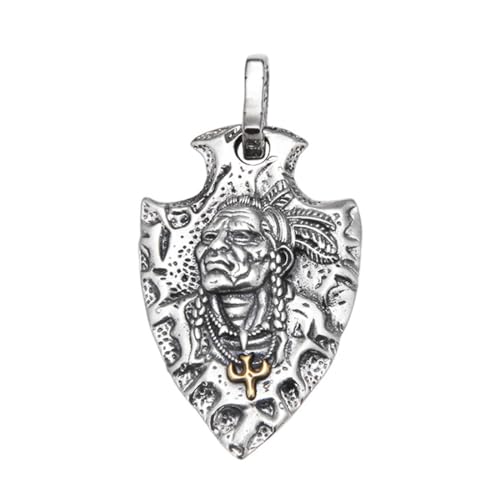 TYMONT S925 Sterling Silber Dreidimensional Graviert Chief Flying Eagle Statue Anhänger, Männer Personalisierte Hip-Hop-Sterling Silber Porträt Anhänger Halskette,Silber,Pendant + Chain 50cm von TYMONT